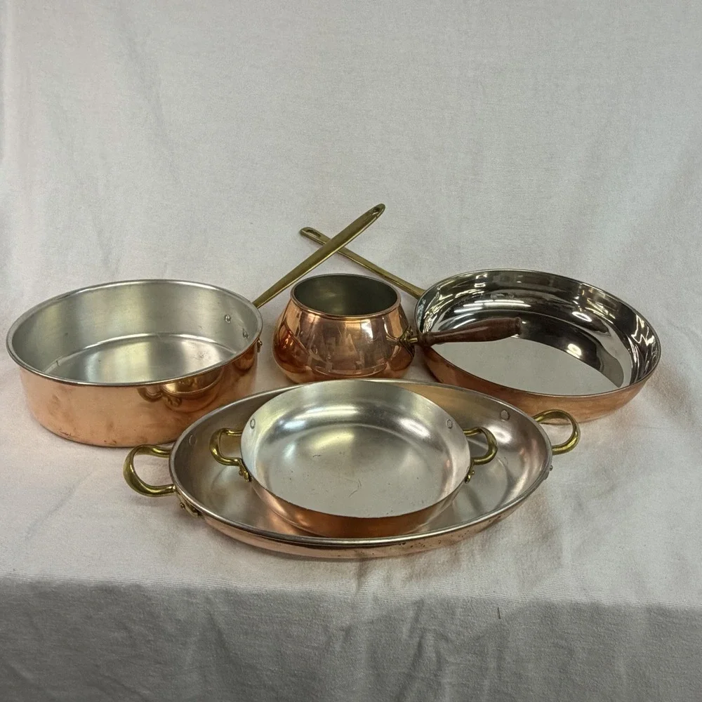 Vintage ODI (Old Dutch International) Stamped Copper Pans 5-piece Portugal